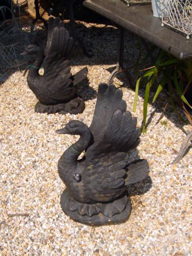 Cast iron swan statue