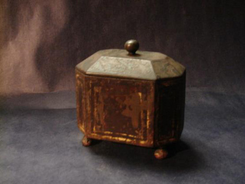 victorian cast steel tole ware casket