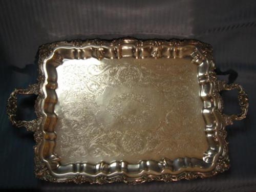 Big heavy serving tray Sheffield plate